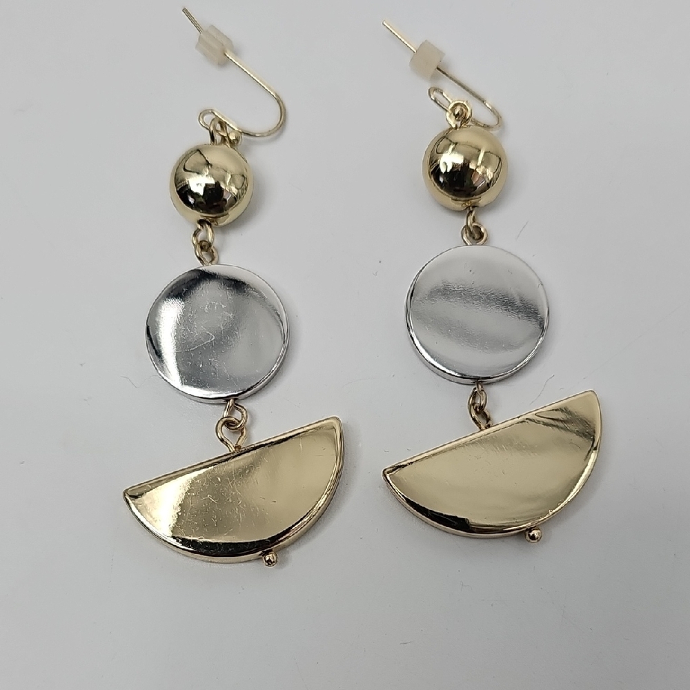 Chico's Gold & Silver Toned‎ Geometric Shaped Drop Earrings